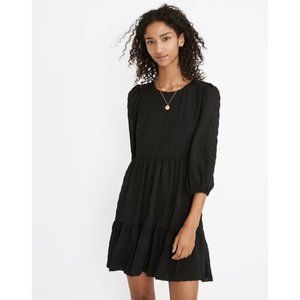 NWT Madewell Puff-Sleeve Ruffle-Hem Mini Dress